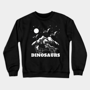 Dinosaur World In Black And White Crewneck Sweatshirt